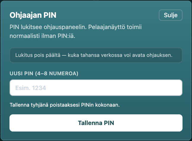 Ohjaajan PIN-lukitus